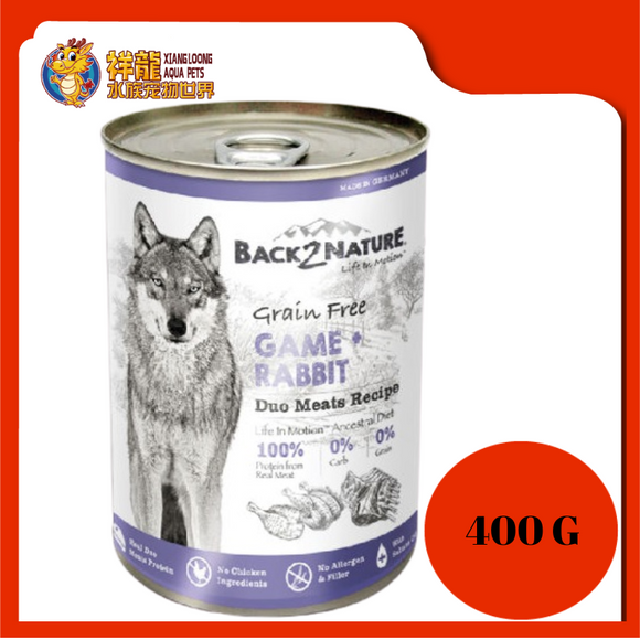 BACK2NATURE GRAIN FREE DOG CAN FOOD GAME + RABBIT 400G