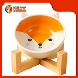 CUTE DESIGN CERAMIC BOWL WITH BAMBOO