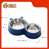 DOUBLE STAINLESS STEEL BOWL 28.5X17.5X5CM CAT FACE