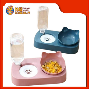 2 IN 1 WATER FOOD FEEDER 28X15CM (CAT FACE)