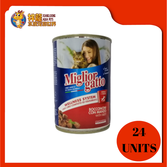 MIGLIORGATTO CHUNKS BEEF 405G X 24 UNIT