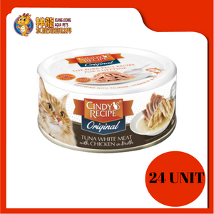 CINDY ORIGINAL TUNA WHITE MEAT WITH CHICKEN BROTH 80G X 24UNIT