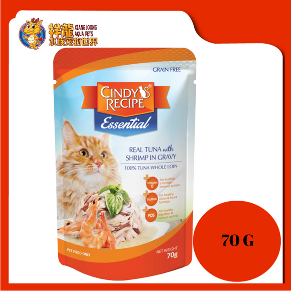 CINDY ESSENTIAL TUNA WITH SHRIMP IN GRAVY 70G