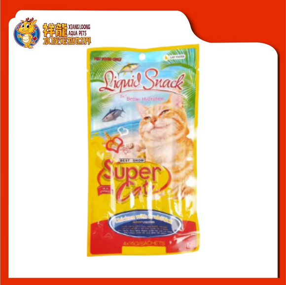 SUPER CAT LIQUID CHICKEN W CRAB STICK 15GX4PK